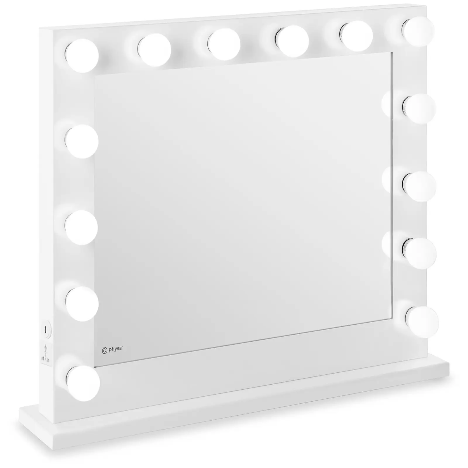 Makeupspejl med lys - hvidt - 14 LED - firkantet