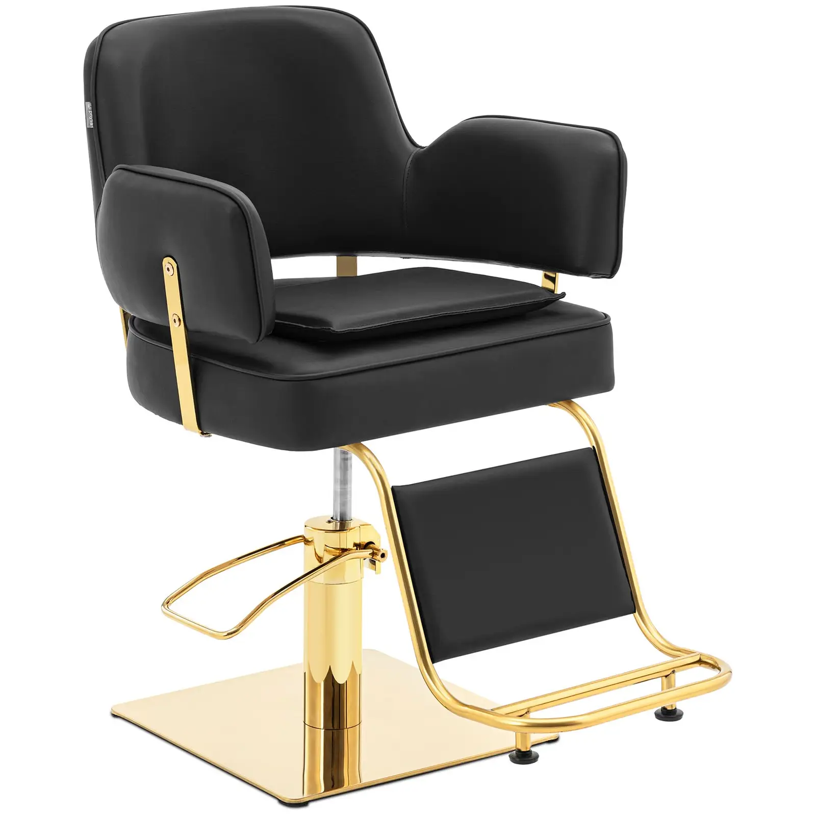 Frisørstol med fodstøtte - 890 til 1020 mm - 200 kg - sort og guldfarvet