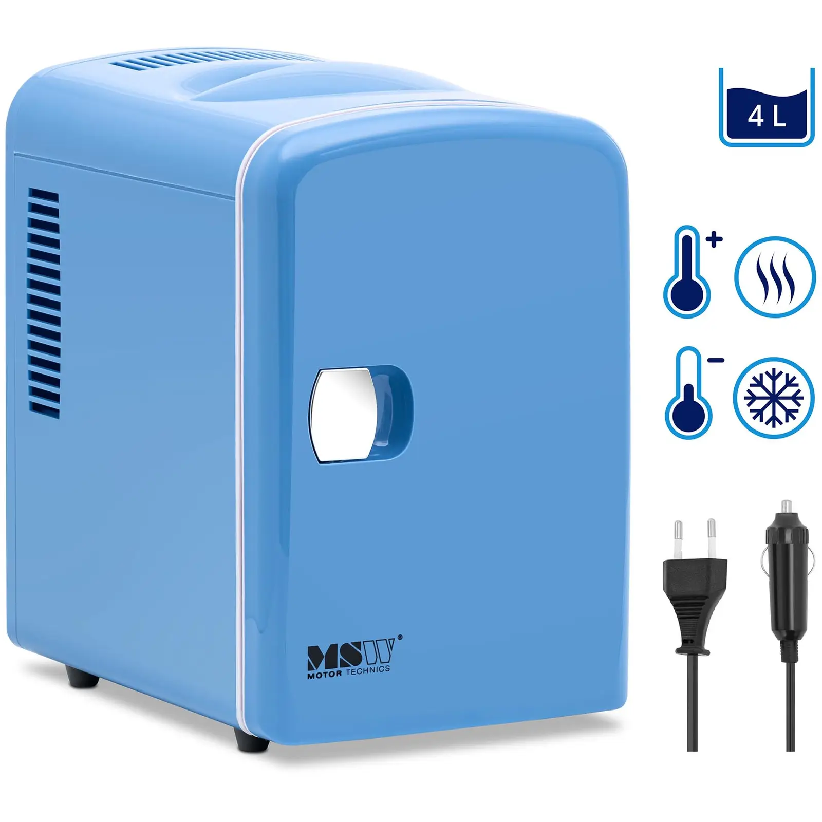Mini-køleskab 12V 230V - varmefunktion - 4 l - blåt