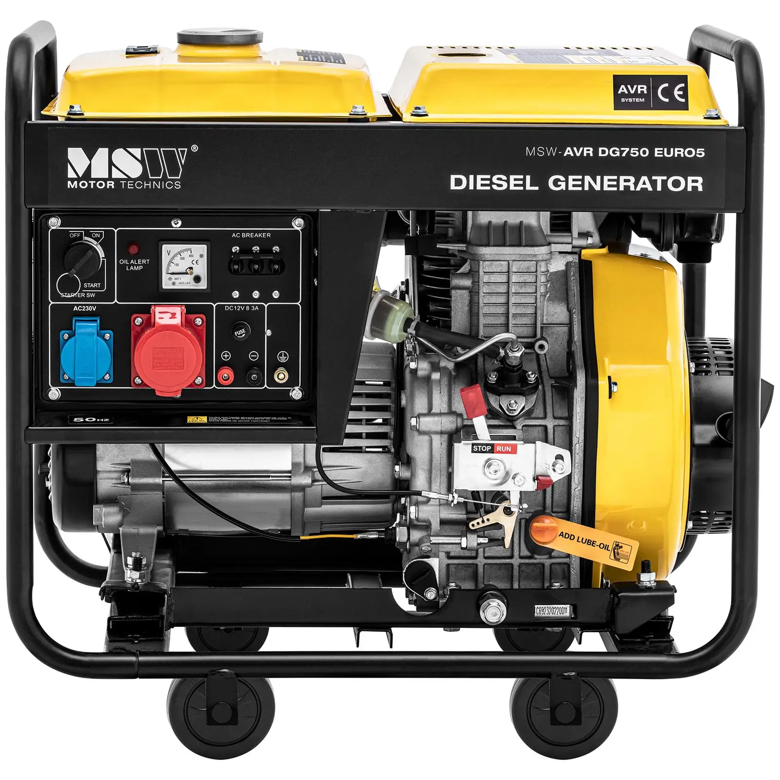 Dieselgenerator -  1650 / 4600 W - 12,5 l - 230/400 V - mobil - AVR - Euro 5