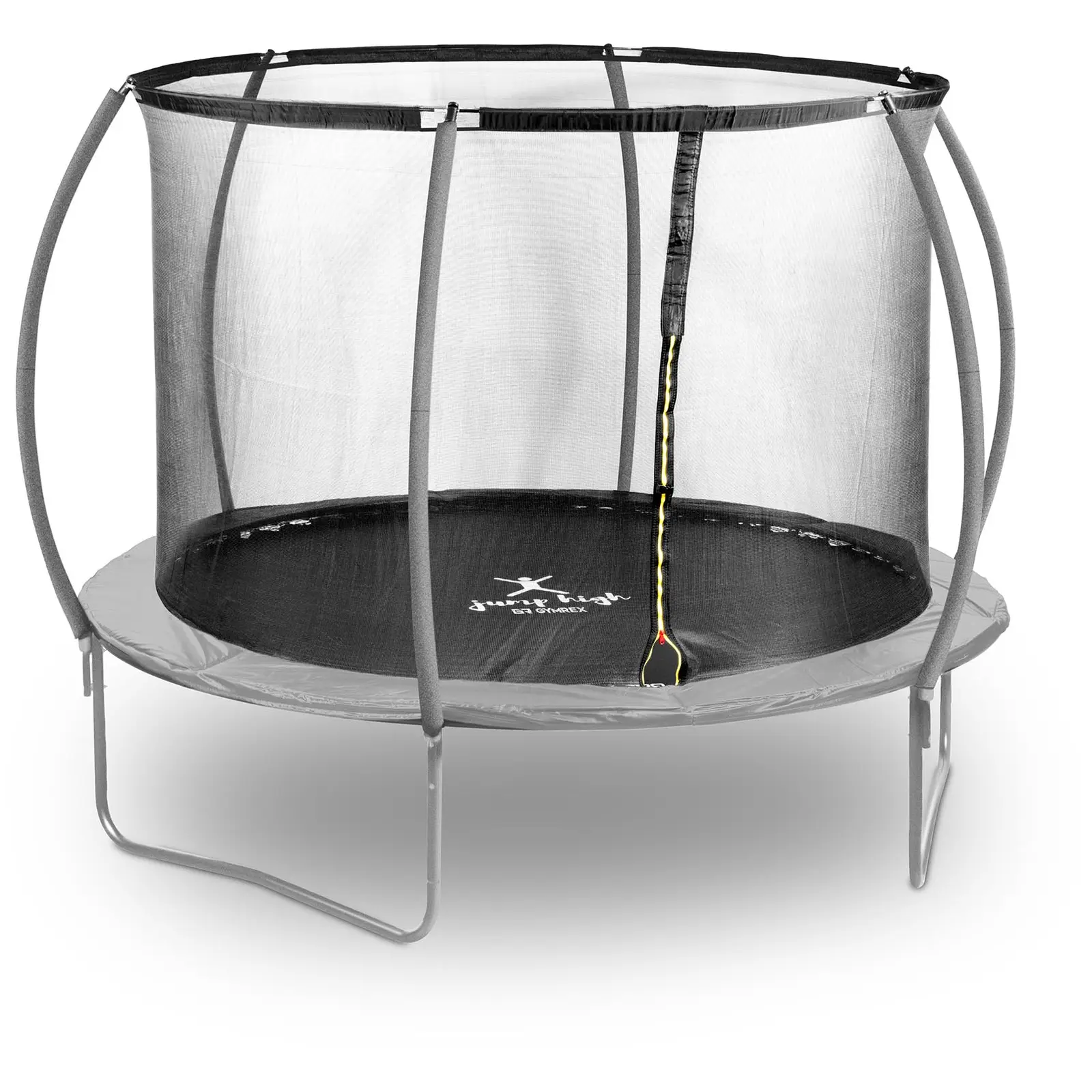 Trampolin med net - 305 cm i diameter - 100 kg - sort/grå