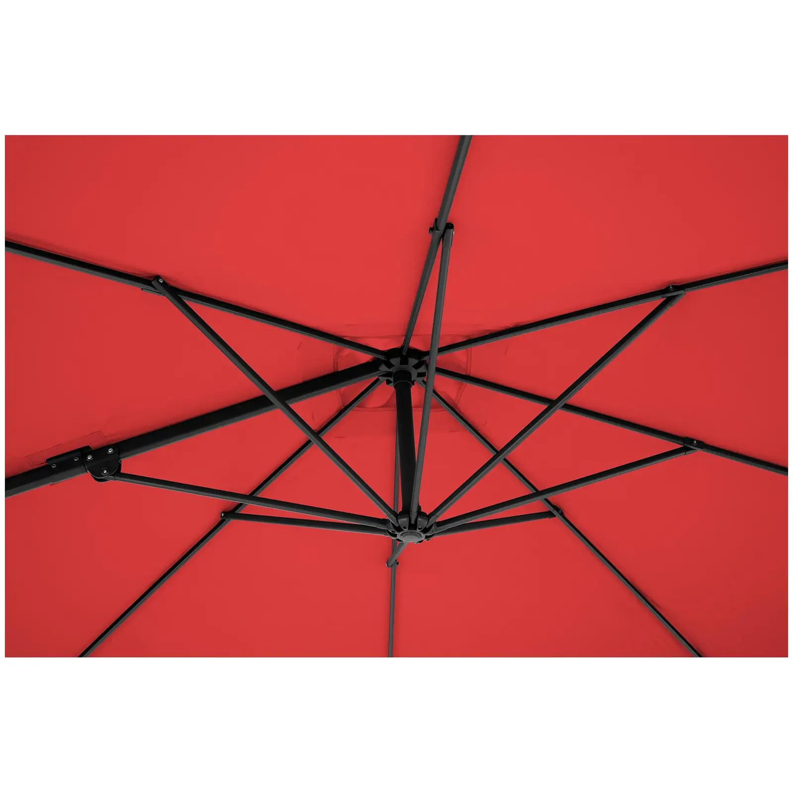 Brugt Hængeparasol - rød - firkantet - 250 cm i diameter - drejelig