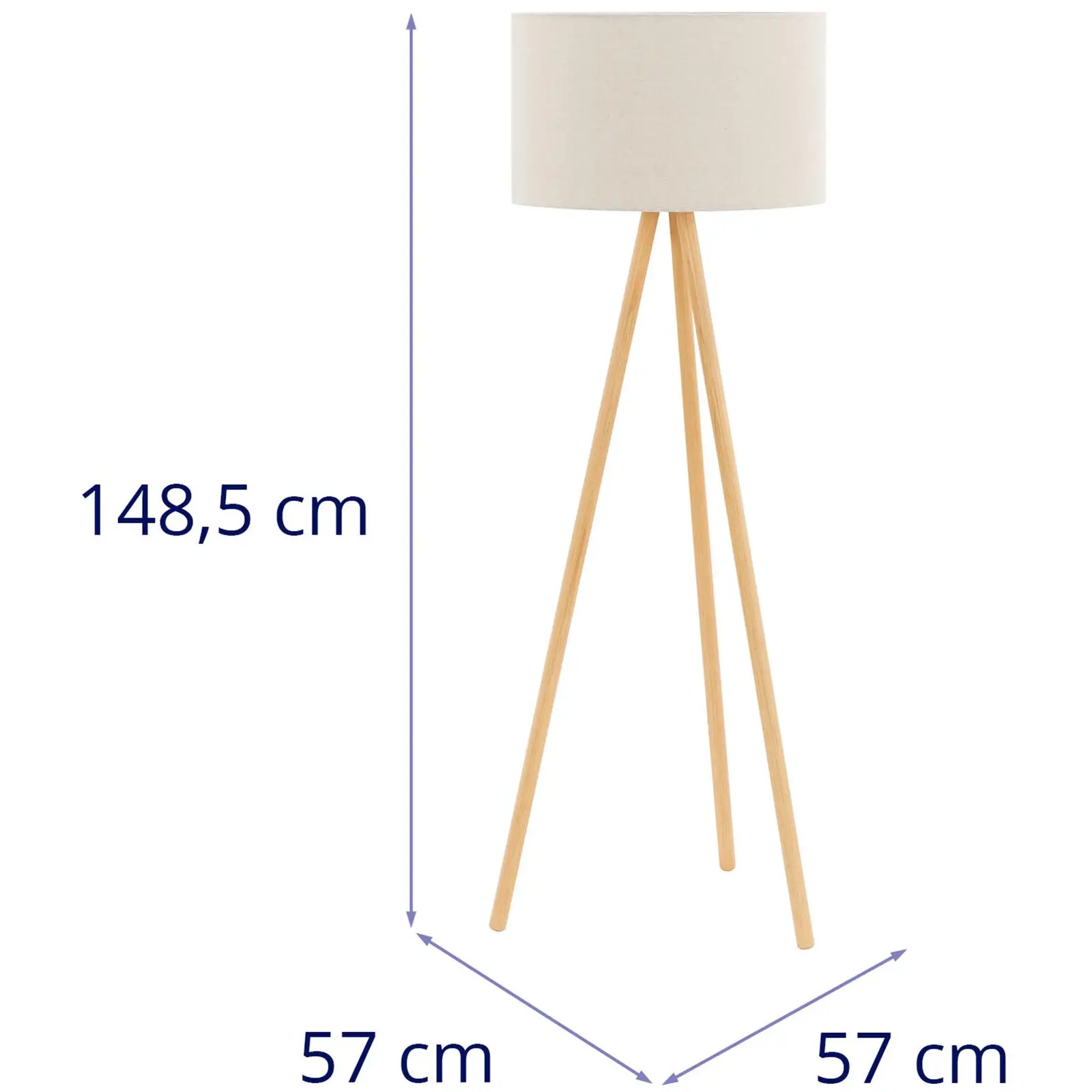 Standerlampe - stofskærm - 40 W - højde 148 cm