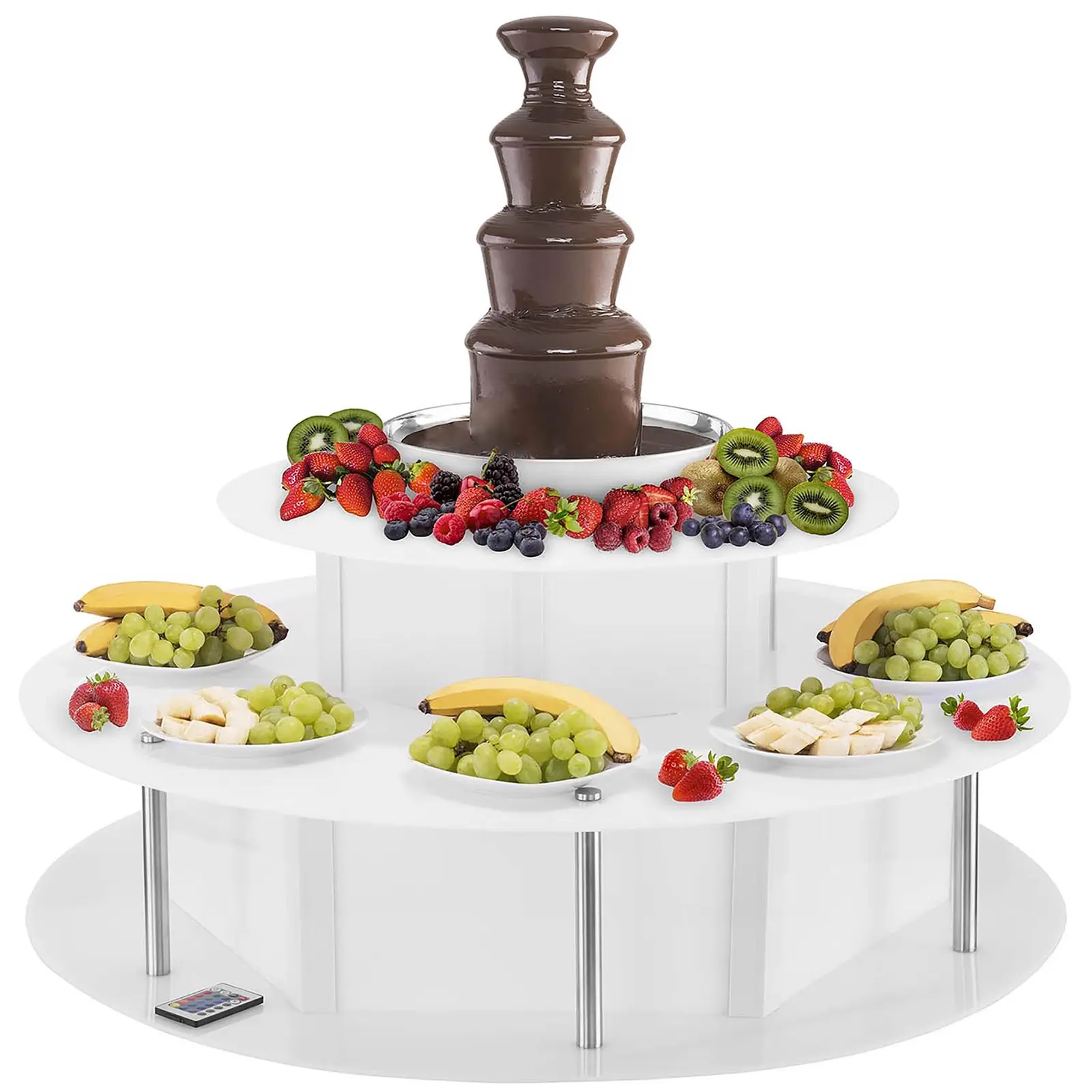 Chokoladefontæne - 4 etager - 6 kg - inkl. lysbord
