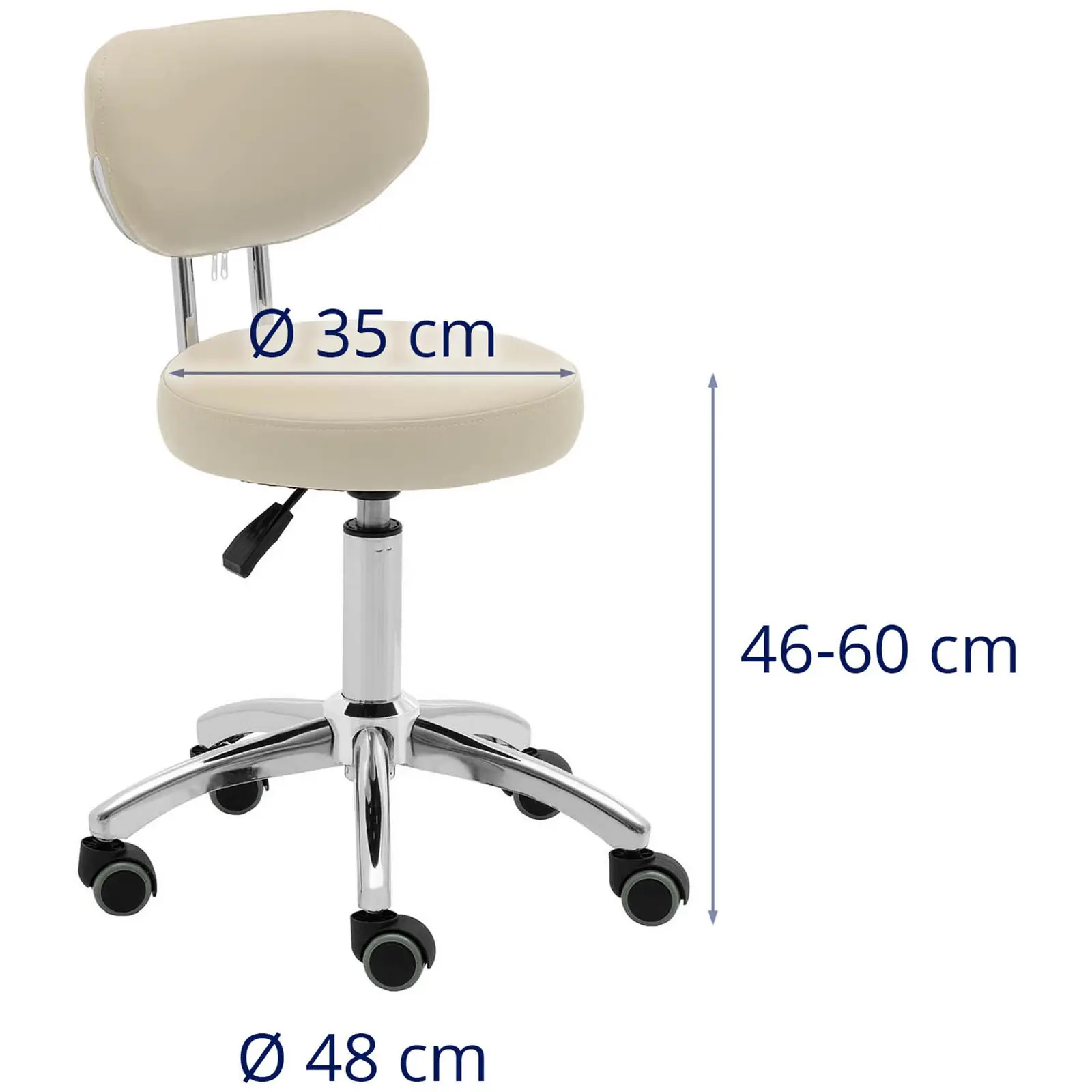 Fodplejestol og arbejdsstol med hjul - beige